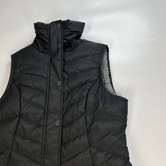 Eddie Bauer Goose Down Parka Vest Women’s Small Black Fur Lined Black Ladies - Picture 2 of 10